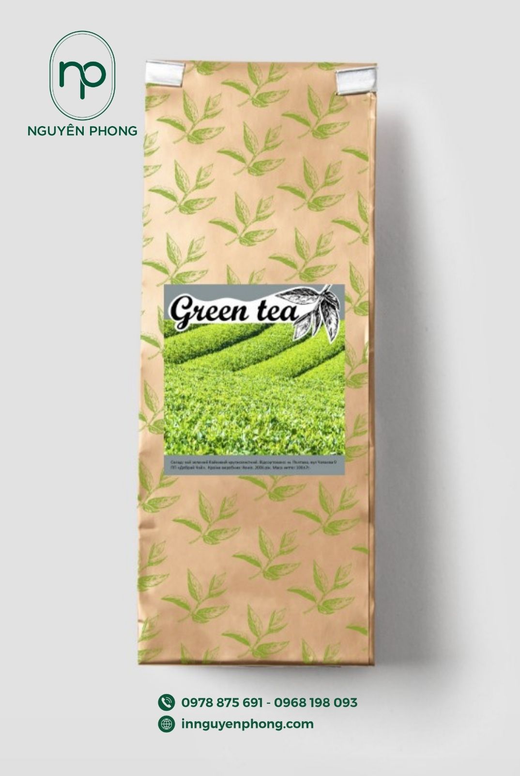 Mẫu tem nhãn bột trà xanh giá rẻ